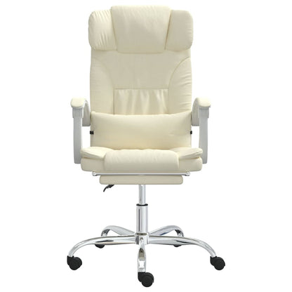 vidaXL Reclining Office Chair Cream Faux Leather