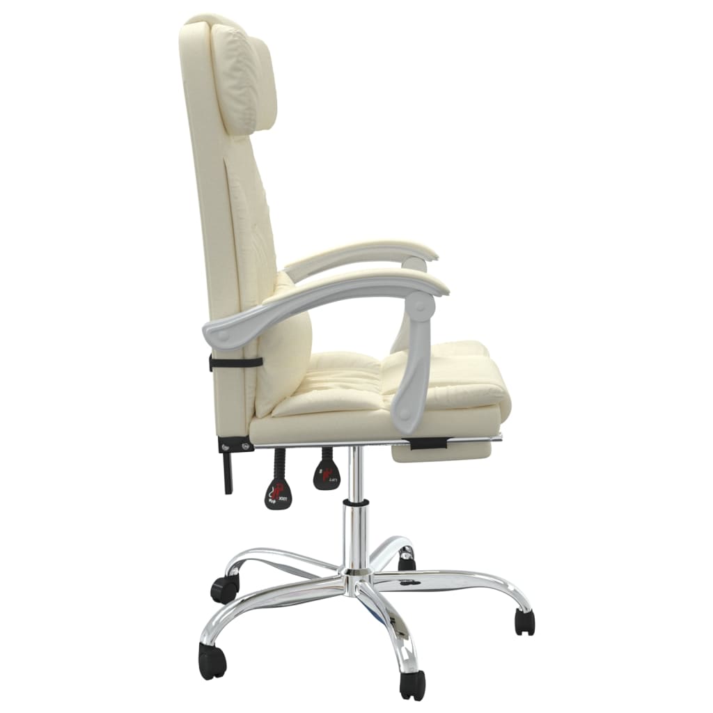 vidaXL Reclining Office Chair Cream Faux Leather