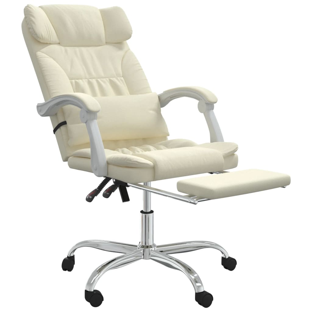 vidaXL Reclining Office Chair Cream Faux Leather