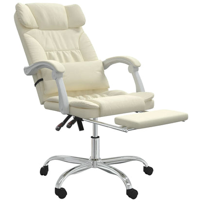 vidaXL Reclining Office Chair Cream Faux Leather