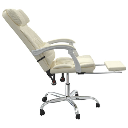 vidaXL Reclining Office Chair Cream Faux Leather