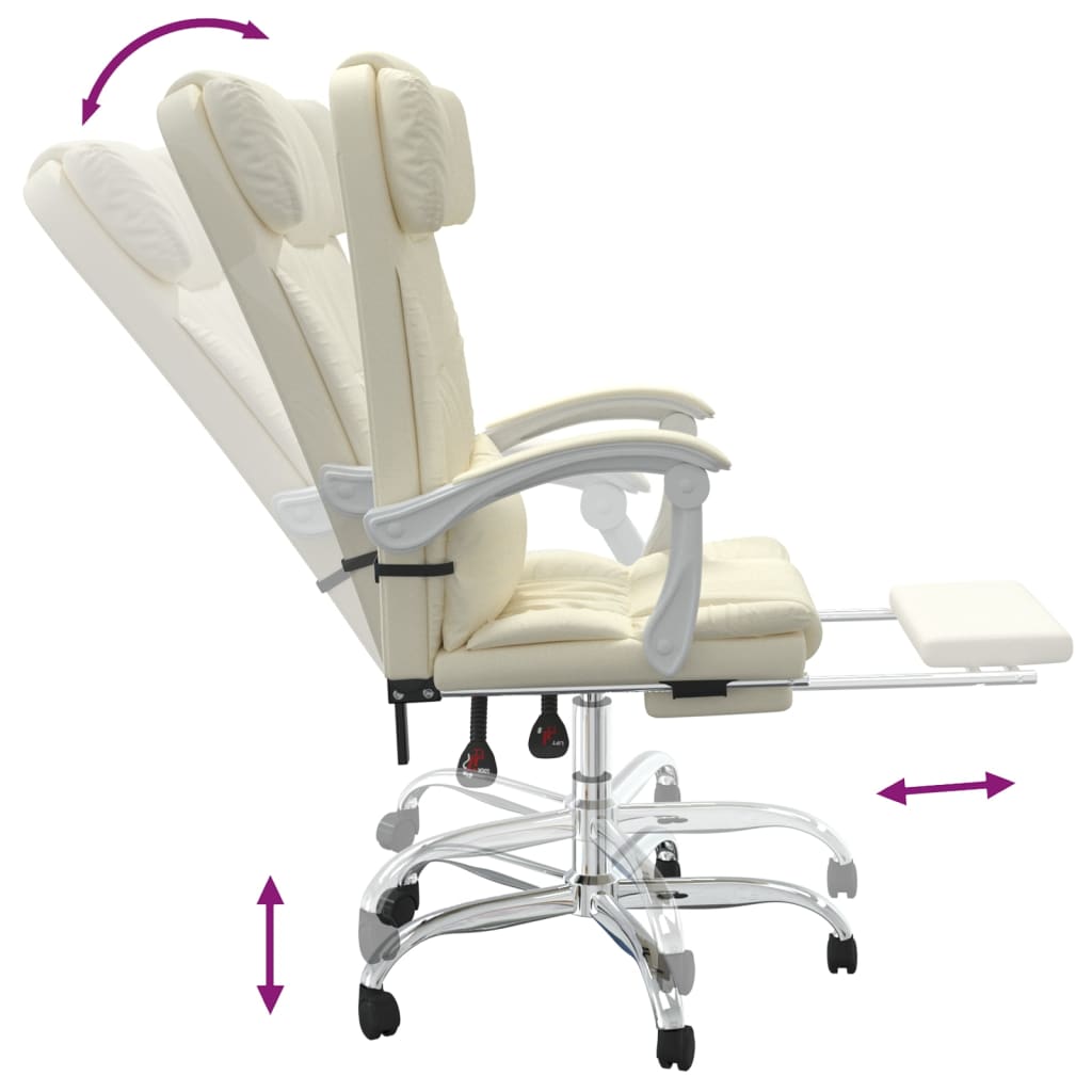vidaXL Reclining Office Chair Cream Faux Leather