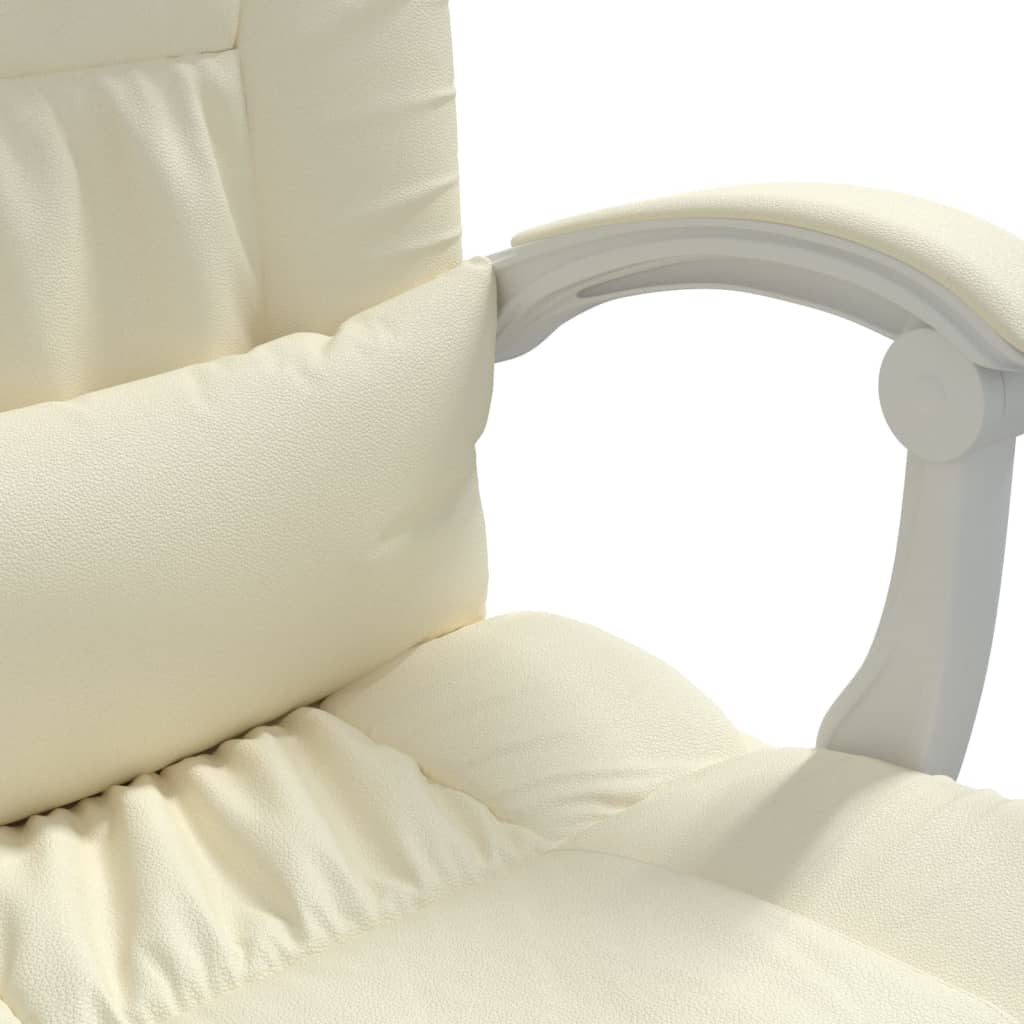 vidaXL Reclining Office Chair Cream Faux Leather