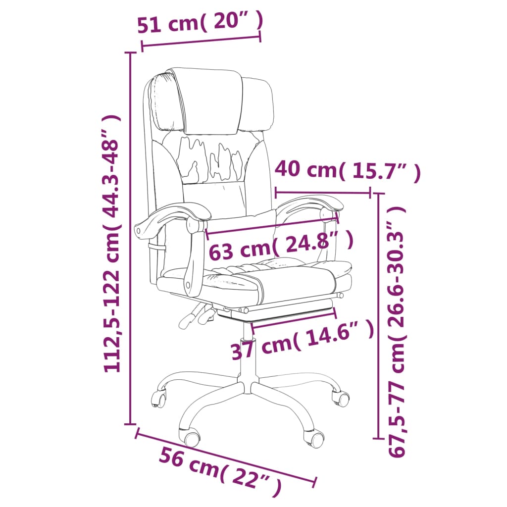 vidaXL Reclining Office Chair Cream Faux Leather