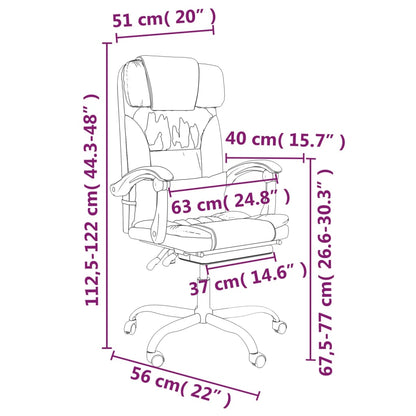 vidaXL Reclining Office Chair Cream Faux Leather