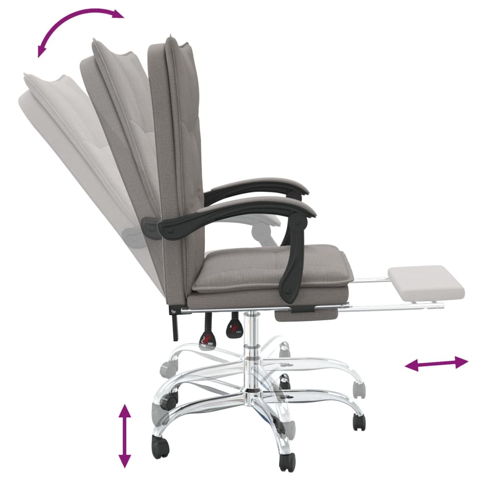 vidaXL Reclining Office Chair Taupe Fabric