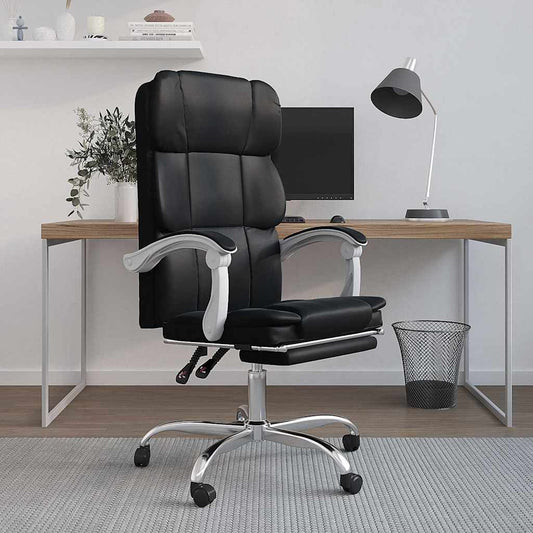 vidaXL Reclining Office Chair Black Faux Leather