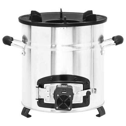 vidaXL Wood Stove with USB Fan Silver 35.5x26x28 cm Stainless Steel