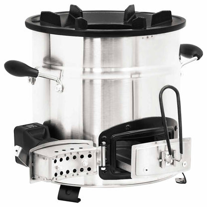 vidaXL Wood Stove with USB Fan Silver 35.5x26x28 cm Stainless Steel