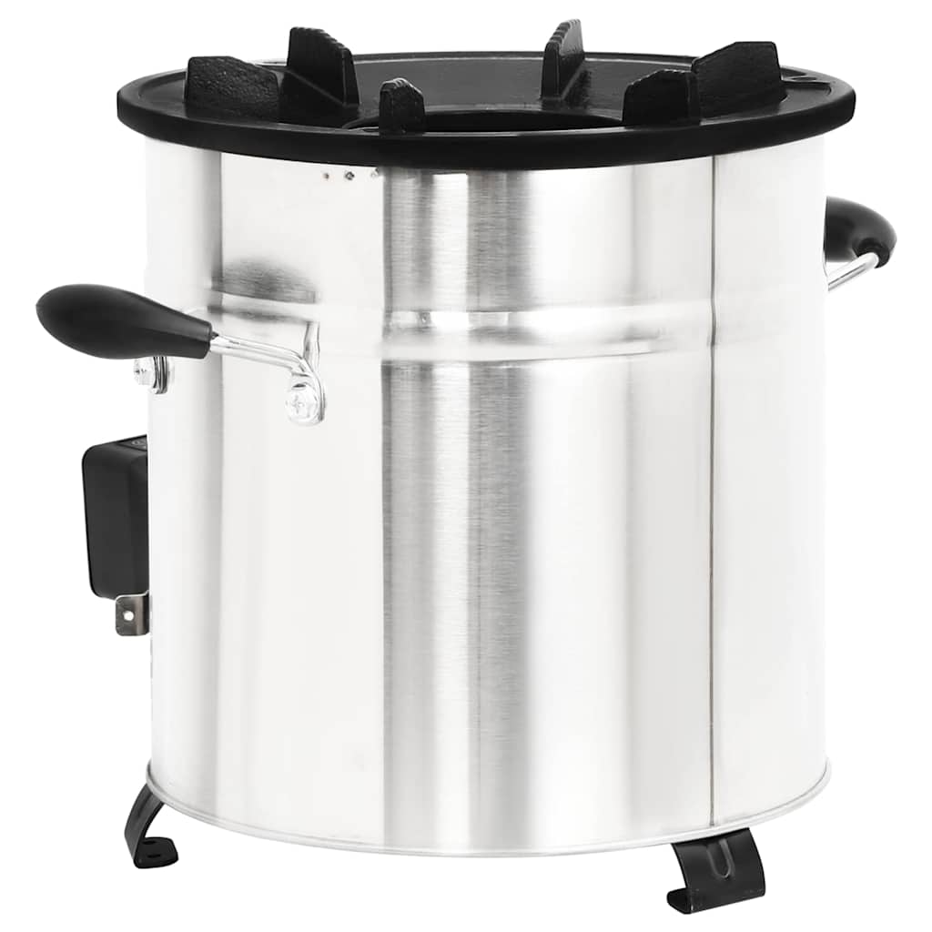 vidaXL Wood Stove with USB Fan Silver 35.5x26x28 cm Stainless Steel