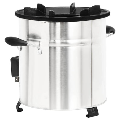 vidaXL Wood Stove with USB Fan Silver 35.5x26x28 cm Stainless Steel