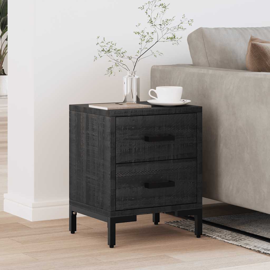 vidaXL Bedside Cabinet Black 36x30x45 cm Solid Pinewood