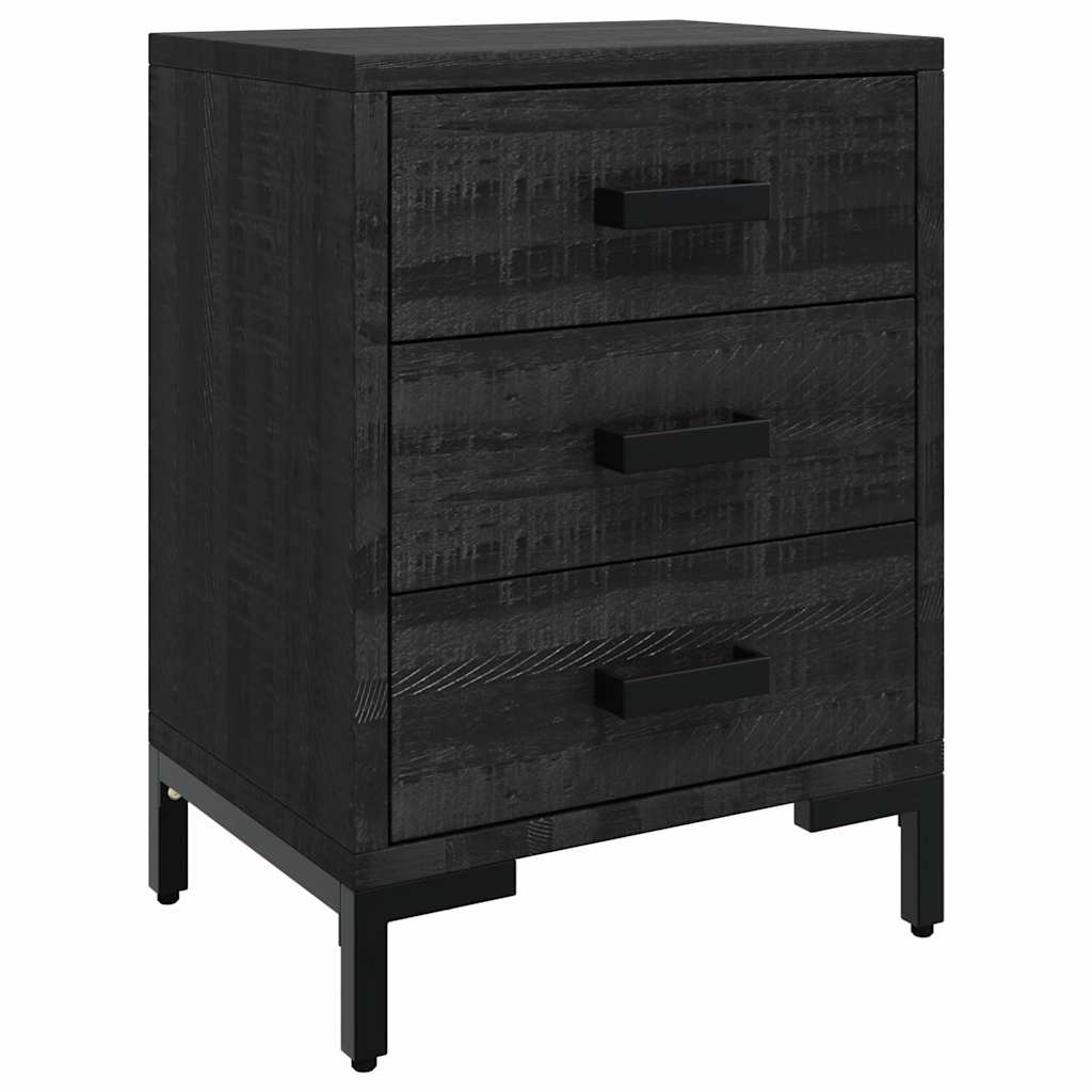 vidaXL Bedside Cabinet Black 40x30x55 cm Solid Pinewood