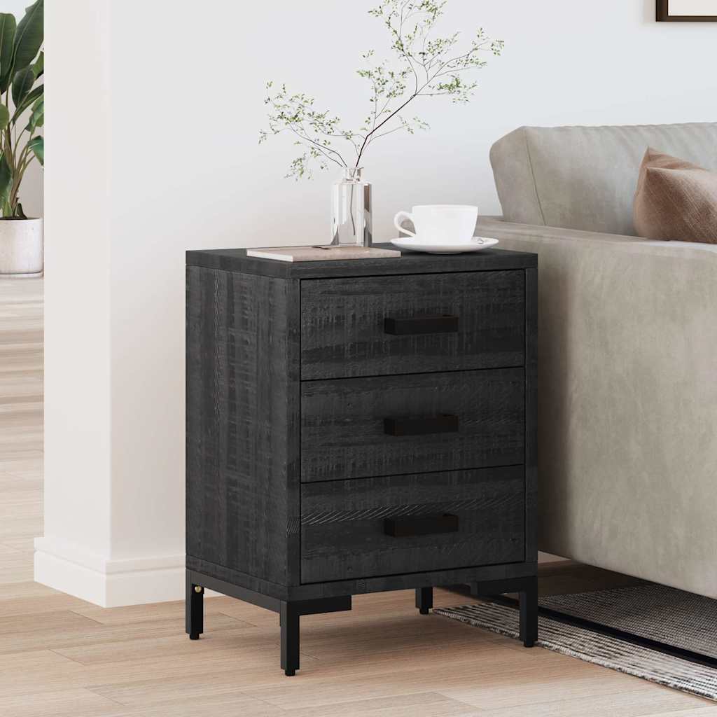 vidaXL Bedside Cabinet Black 40x30x55 cm Solid Pinewood