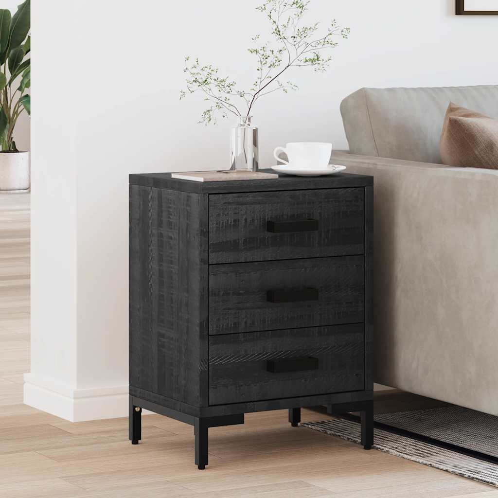 vidaXL Bedside Cabinet Black 36x30x54 cm Solid Pinewood