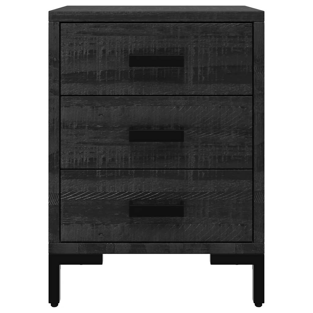vidaXL Bedside Cabinet Black 36x30x54 cm Solid Pinewood