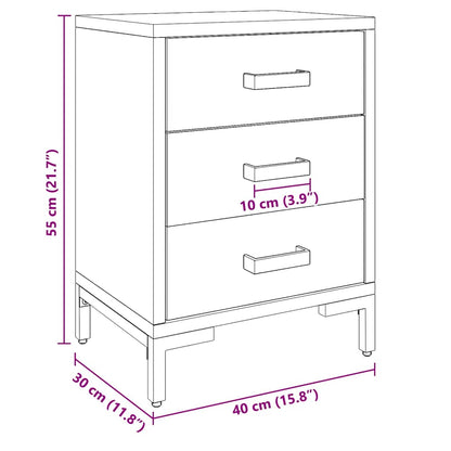 vidaXL Bedside Cabinet Black 36x30x54 cm Solid Pinewood