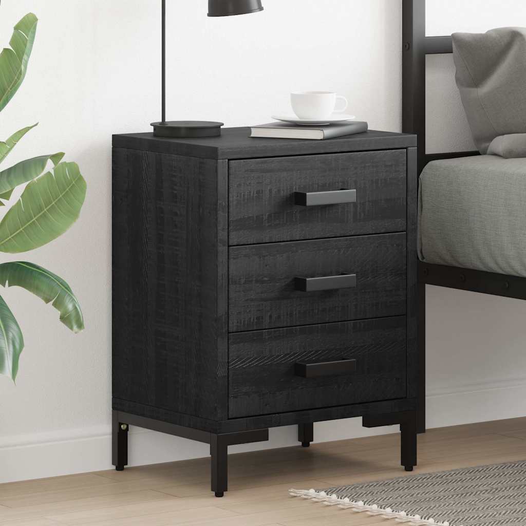 vidaXL Bedside Cabinet Black 40x30x55 cm Solid Pinewood
