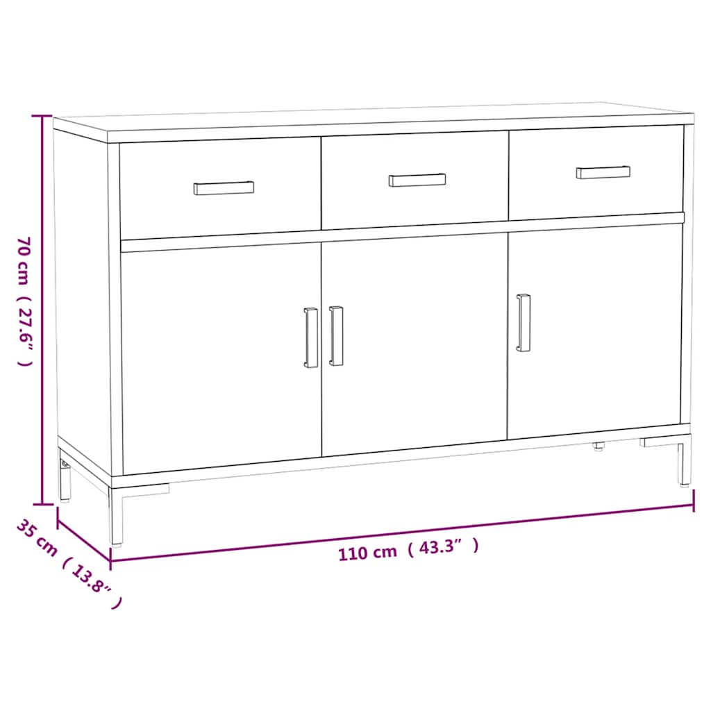 vidaXL Sideboard Brown 110x35x70 cm Solid Pinewood