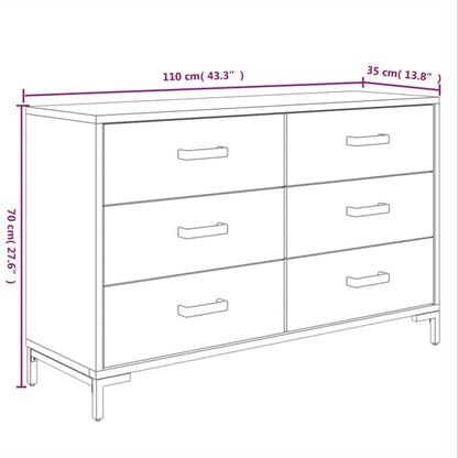 vidaXL Sideboard Black 110x35x70 cm Solid Pinewood