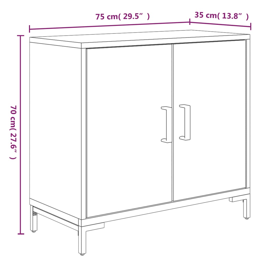 vidaXL Sideboard Brown 75x35x70 cm Solid Pinewood