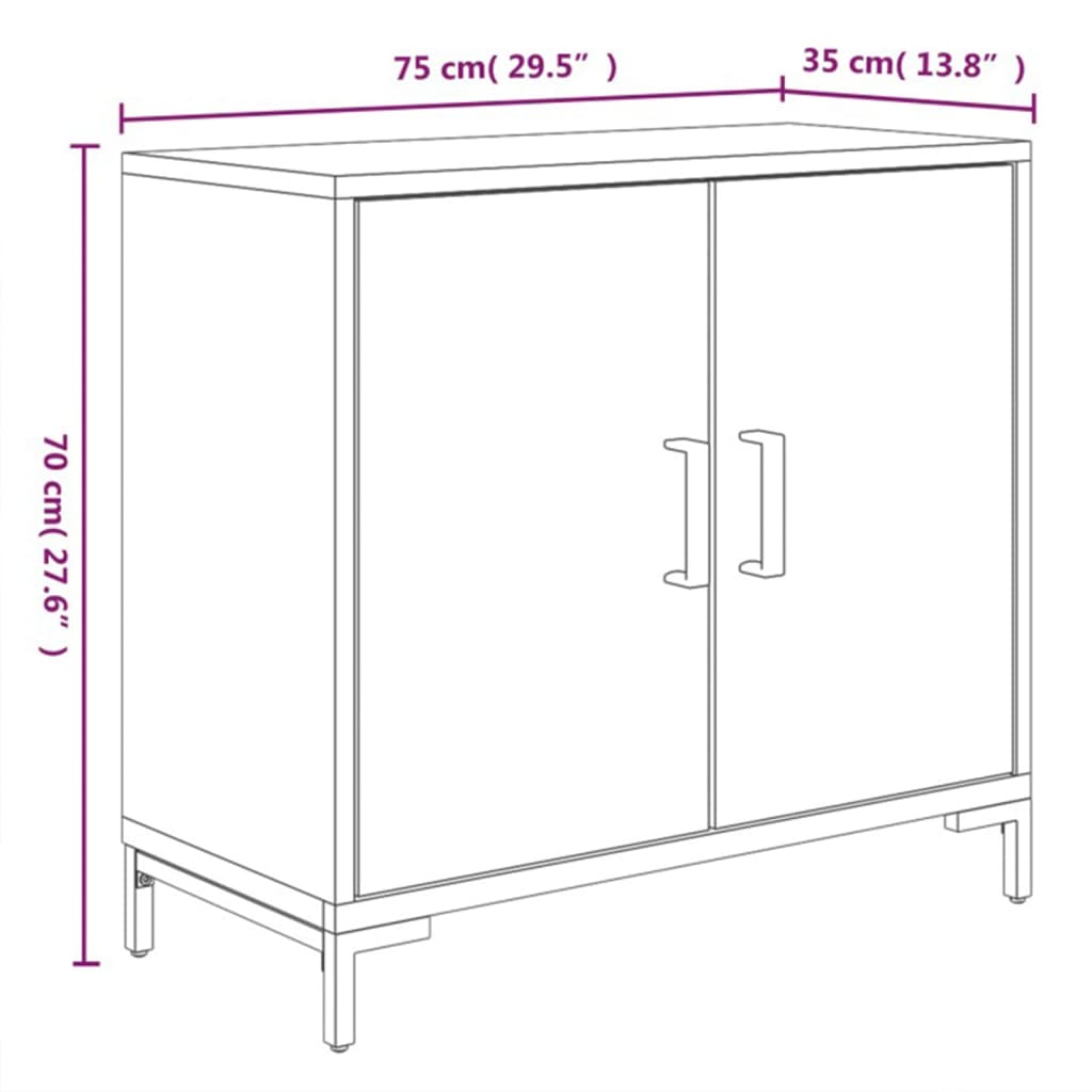 vidaXL Sideboard Black 75x35x70 cm Solid Pinewood