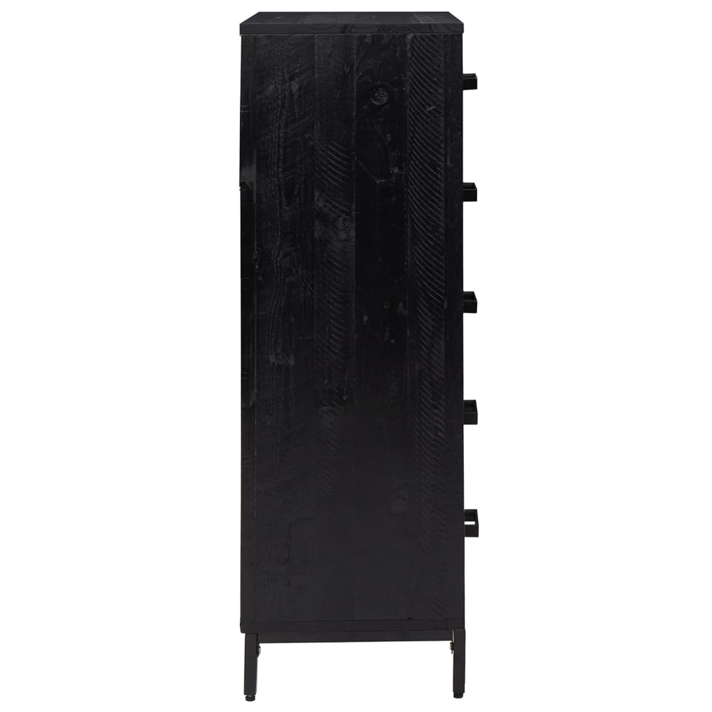 vidaXL Chest of Drawers Black 42x35x110 cm Solid Pinewood