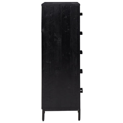 vidaXL Chest of Drawers Black 42x35x110 cm Solid Pinewood