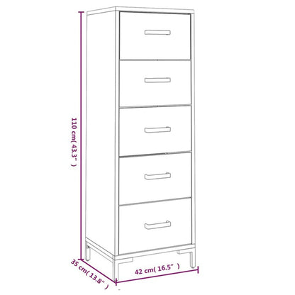 vidaXL Chest of Drawers Black 42x35x110 cm Solid Pinewood