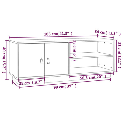 vidaXL TV Cabinet Grey 105x34x40 cm Solid Wood Pine