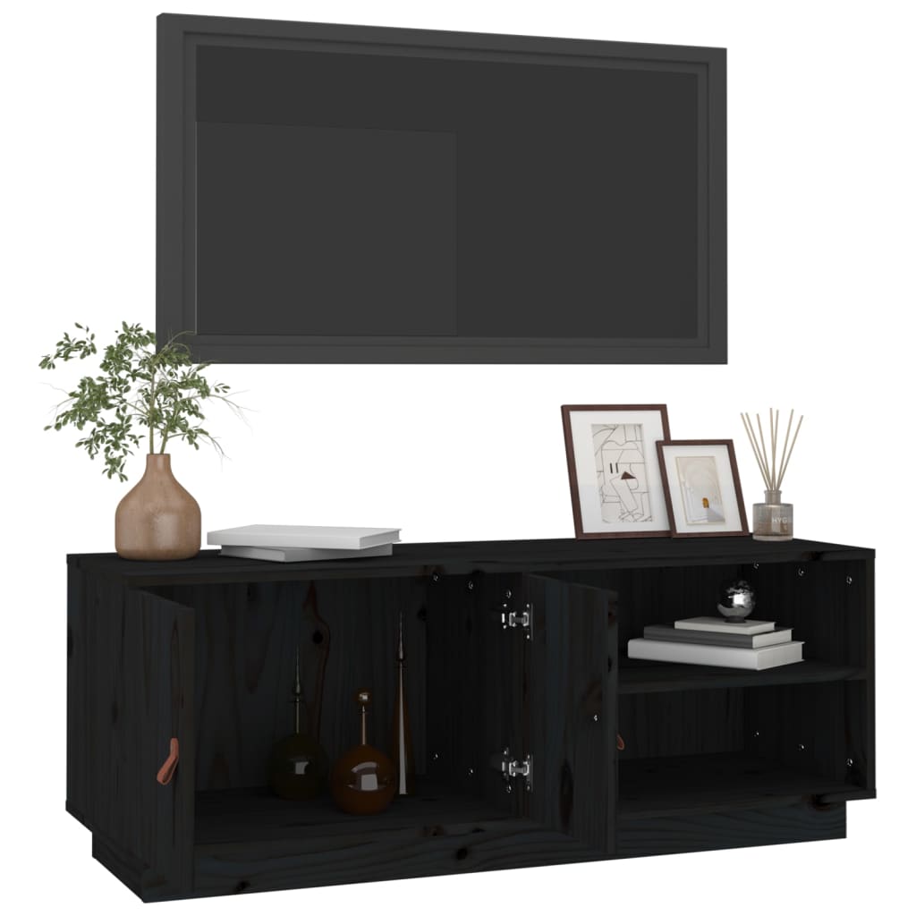 vidaXL TV Cabinet Black 105x34x40 cm Solid Wood Pine