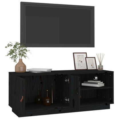 vidaXL TV Cabinet Black 105x34x40 cm Solid Wood Pine