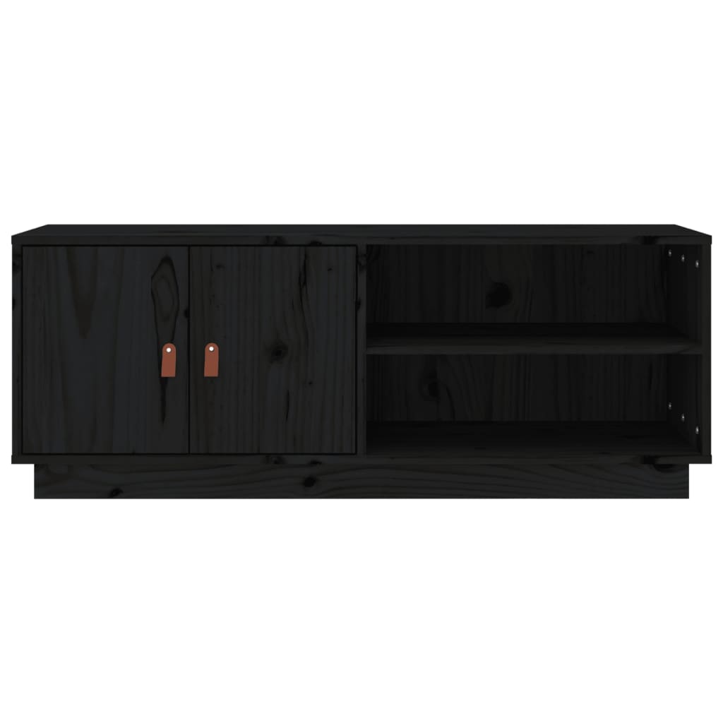 vidaXL TV Cabinet Black 105x34x40 cm Solid Wood Pine