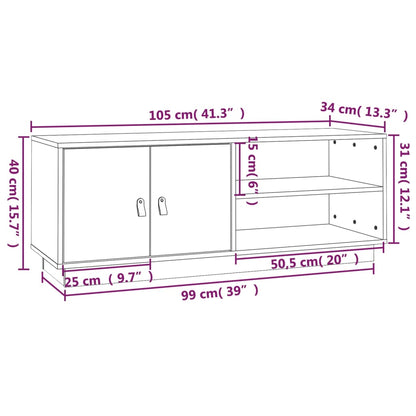 vidaXL TV Cabinet Black 105x34x40 cm Solid Wood Pine