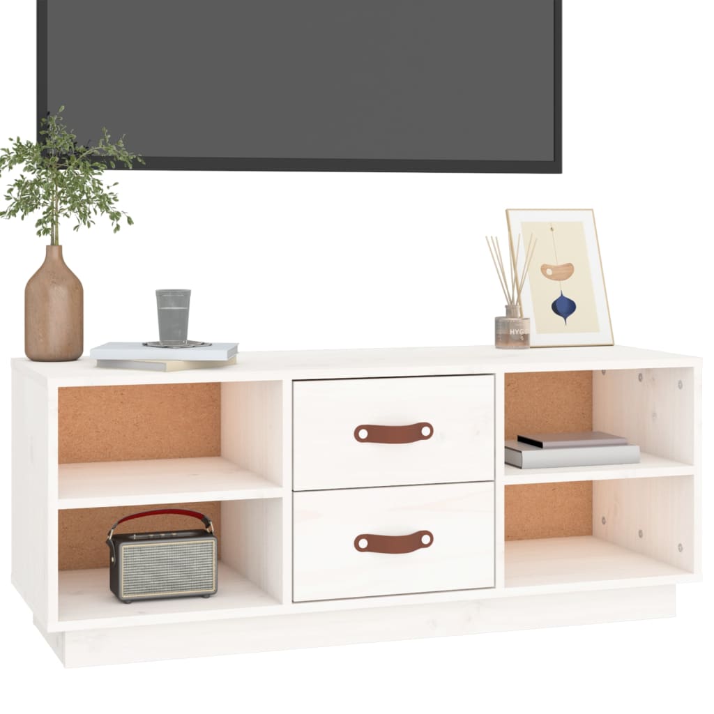 vidaXL TV Cabinet White 100x34x40 cm Solid Wood Pine