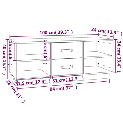 vidaXL TV Cabinet White 100x34x40 cm Solid Wood Pine