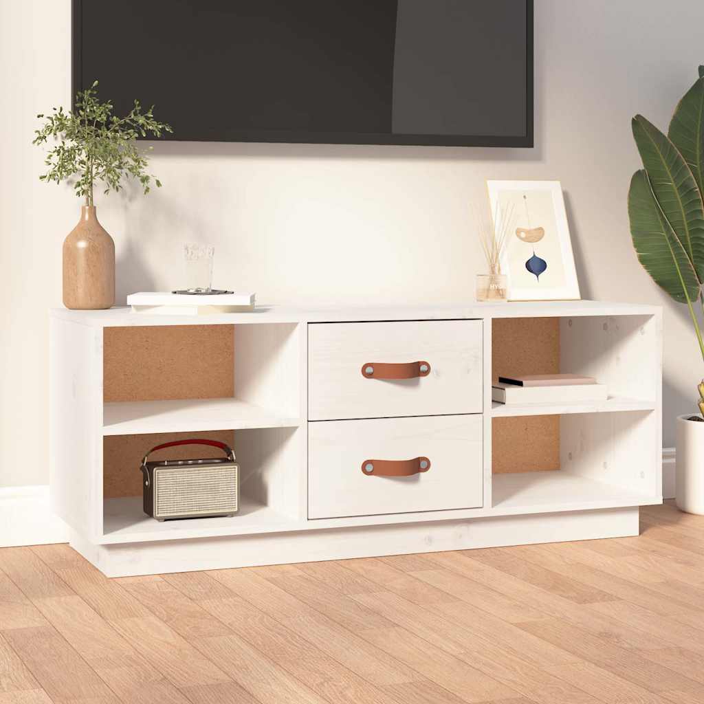 vidaXL TV Cabinet White 100x34x40 cm Solid Wood Pine