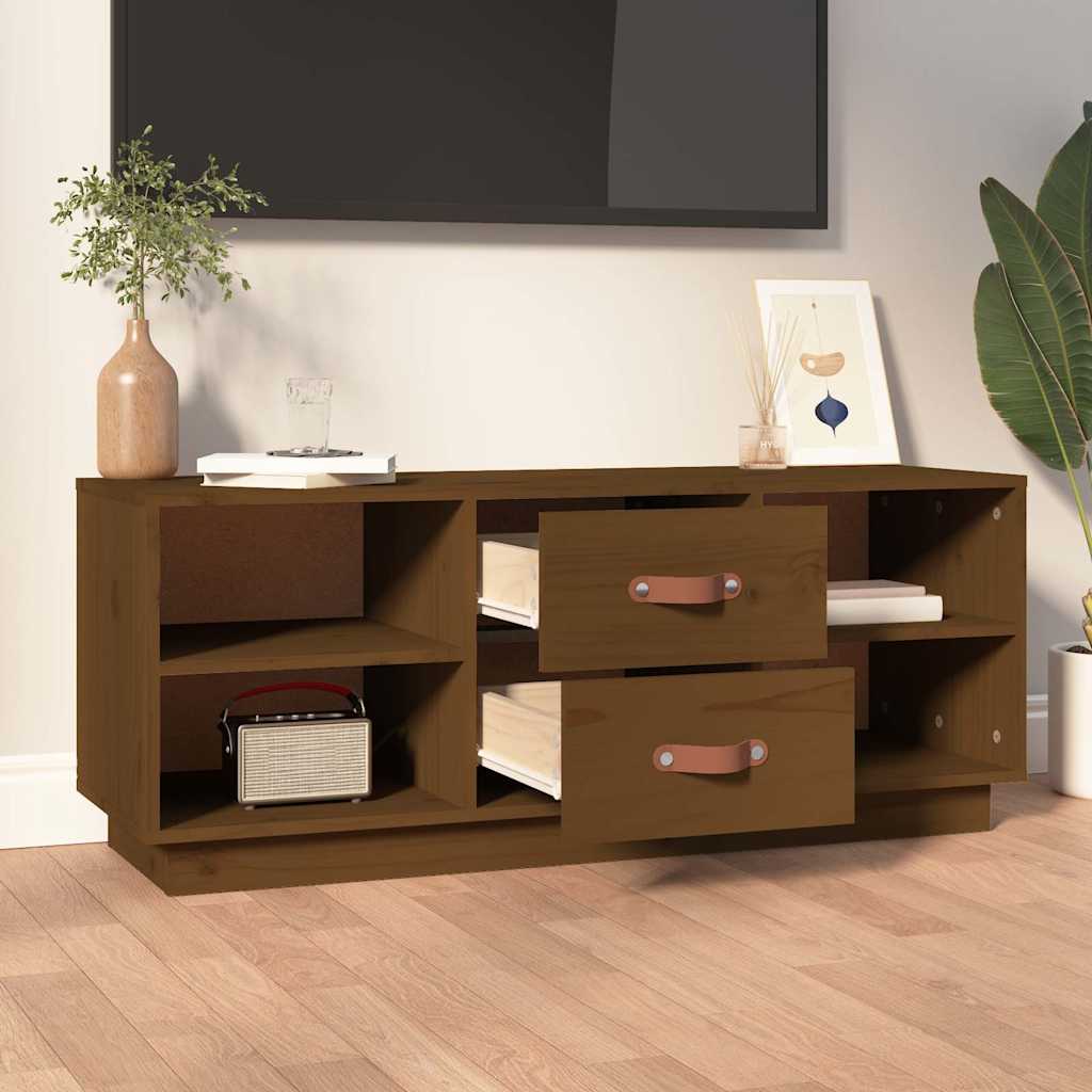 vidaXL TV Cabinet Honey Brown 100x34x40 cm Solid Wood Pine