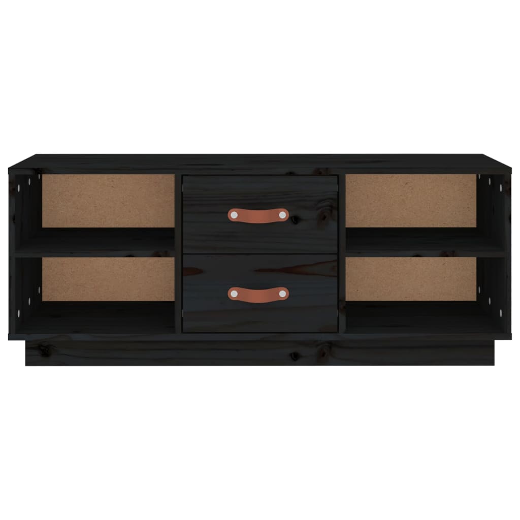 vidaXL TV Cabinet Black 100x34x40 cm Solid Wood Pine