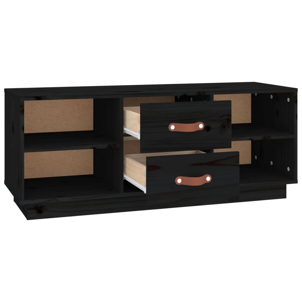 vidaXL TV Cabinet Black 100x34x40 cm Solid Wood Pine