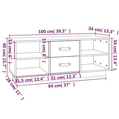vidaXL TV Cabinet Black 100x34x40 cm Solid Wood Pine