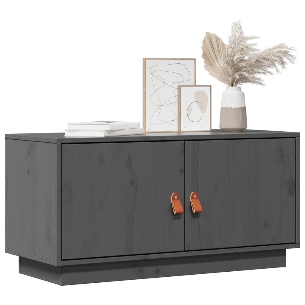 vidaXL TV Cabinet Grey 80x34x40 cm Solid Wood Pine