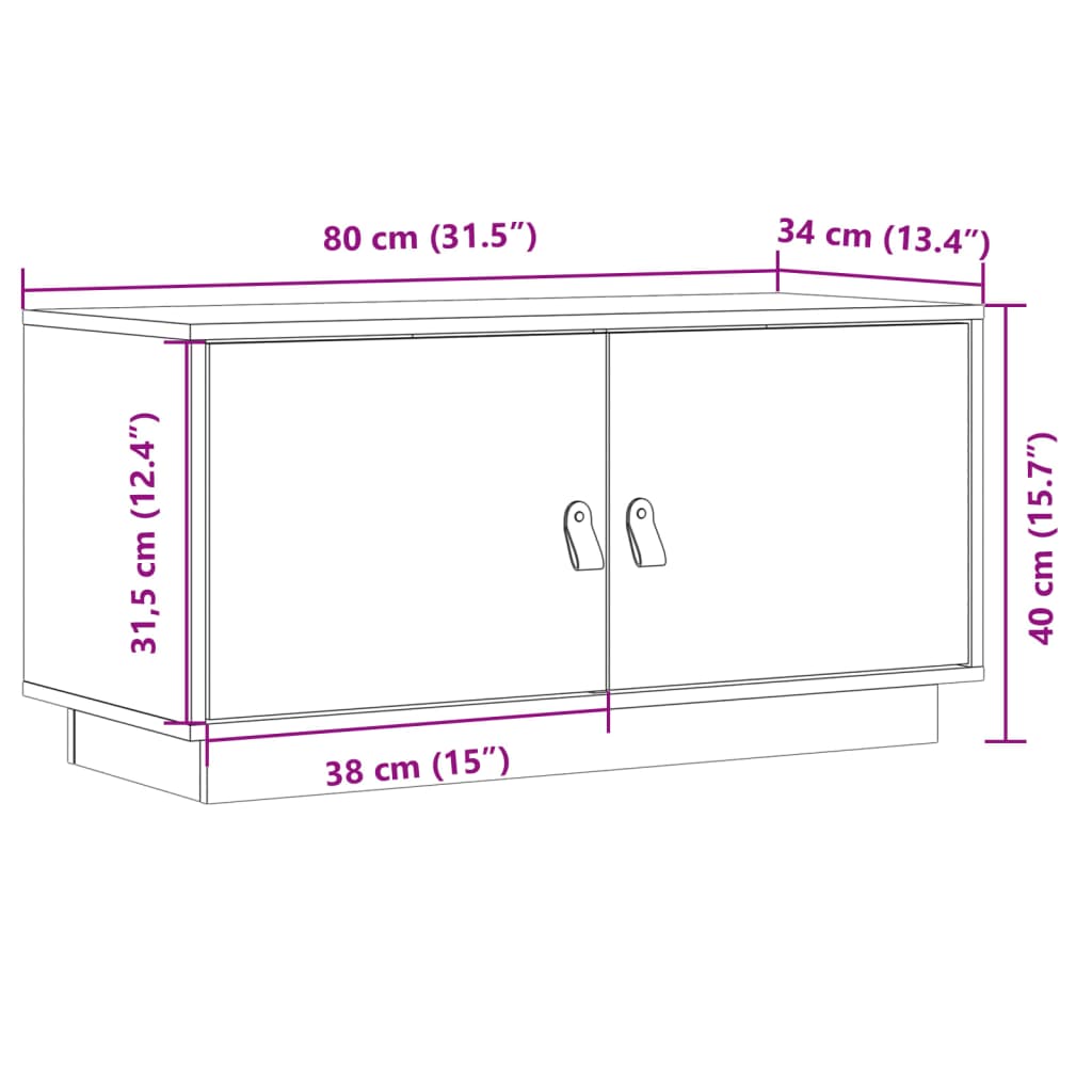 vidaXL TV Cabinet Honey Brown 80x34x40 cm Solid Wood Pine