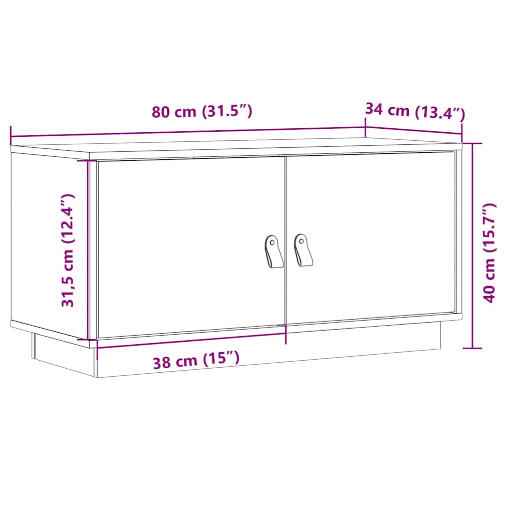 vidaXL TV Cabinet Honey Brown 80x34x40 cm Solid Wood Pine