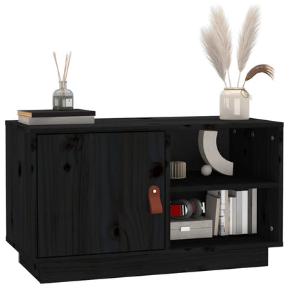 vidaXL TV Cabinet Black 70x34x40 cm Solid Wood Pine