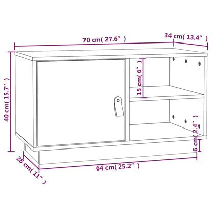 vidaXL TV Cabinet Black 70x34x40 cm Solid Wood Pine