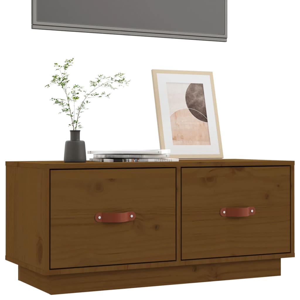 vidaXL TV Cabinet Honey Brown 80x34x35 cm Solid Wood Pine
