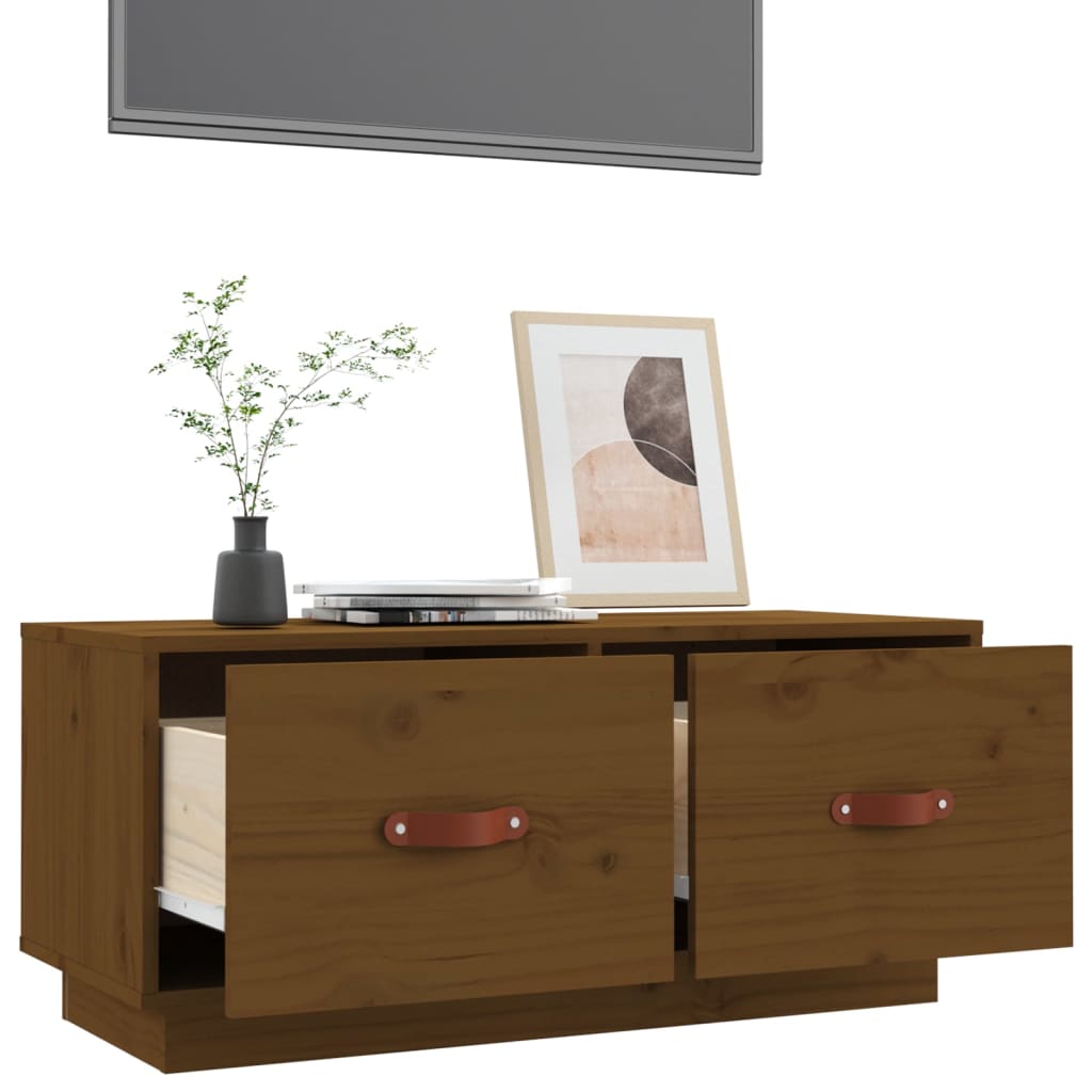 vidaXL TV Cabinet Honey Brown 80x34x35 cm Solid Wood Pine