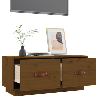 vidaXL TV Cabinet Honey Brown 80x34x35 cm Solid Wood Pine