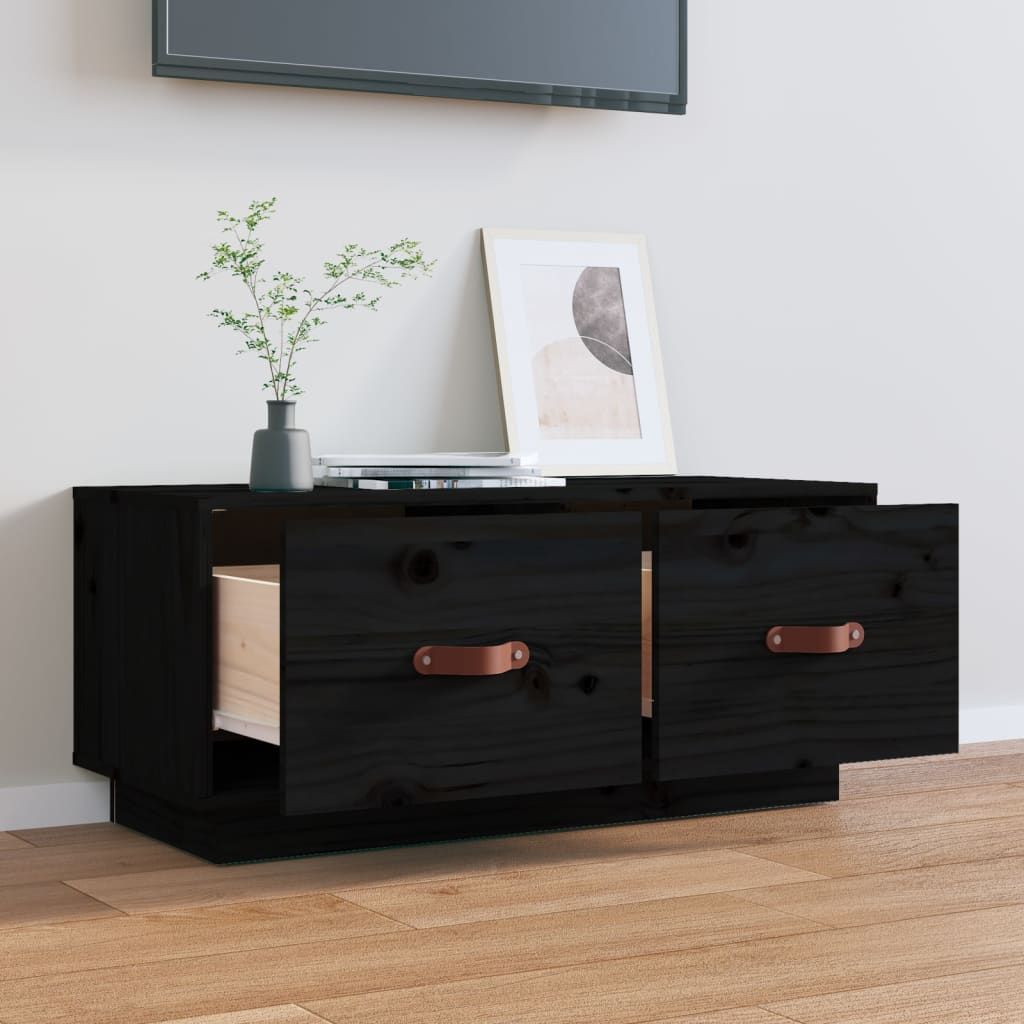 vidaXL TV Cabinet Black 80x34x35 cm Solid Wood Pine